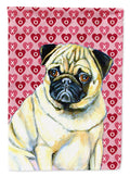 Pug Hearts Love and Valentine's Day Portrait Garden Flag Mailbox Decorative Yard Banner Outside Patio Artwork for Flower Beds, Garden Size, Multicolor