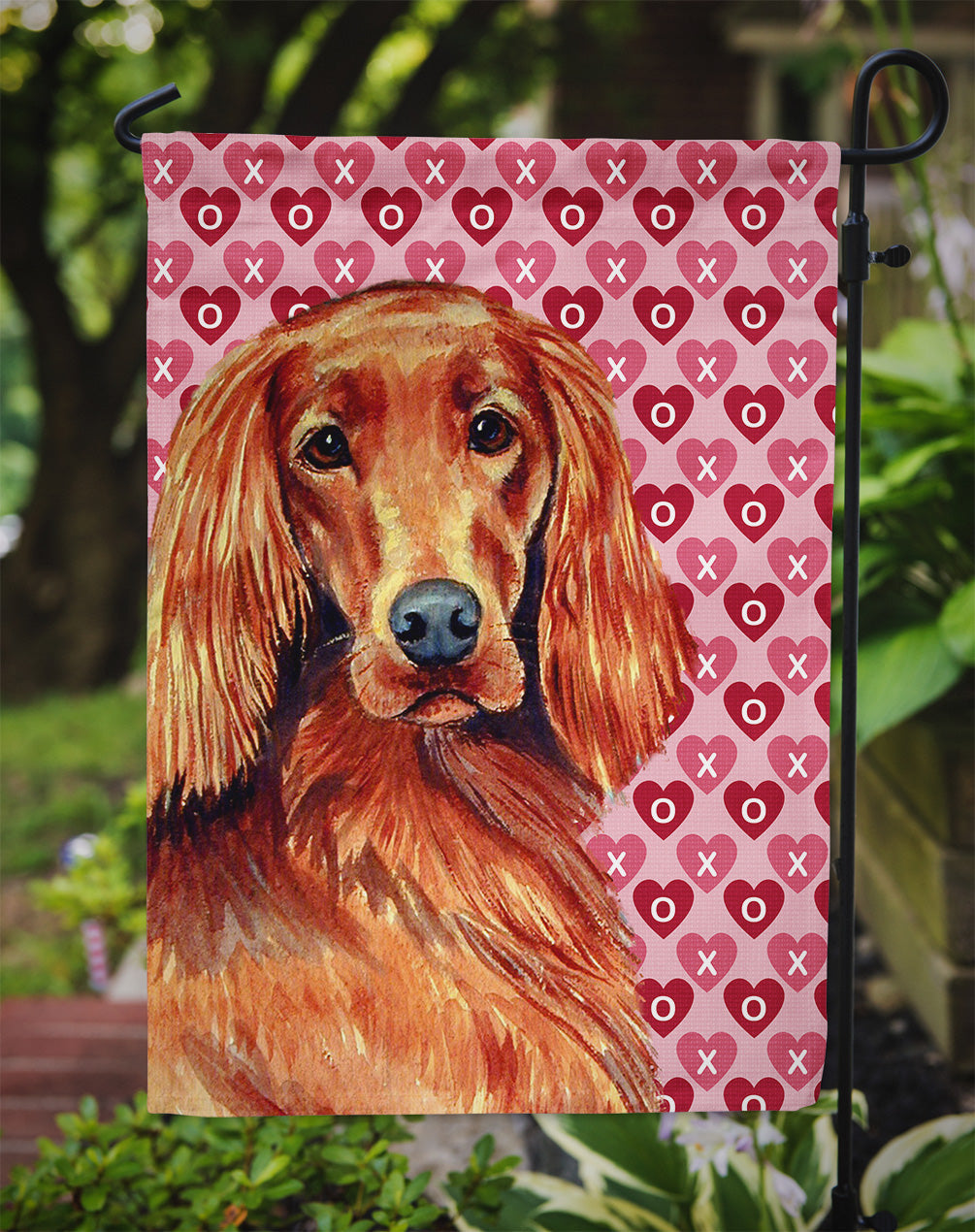 Irish Setter Hearts Love and Valentine's Day Portrait Garden Flag Mailbox Decorative Yard Banner Outside Patio Artwork for Flower Beds, Garden Size, Multicolor