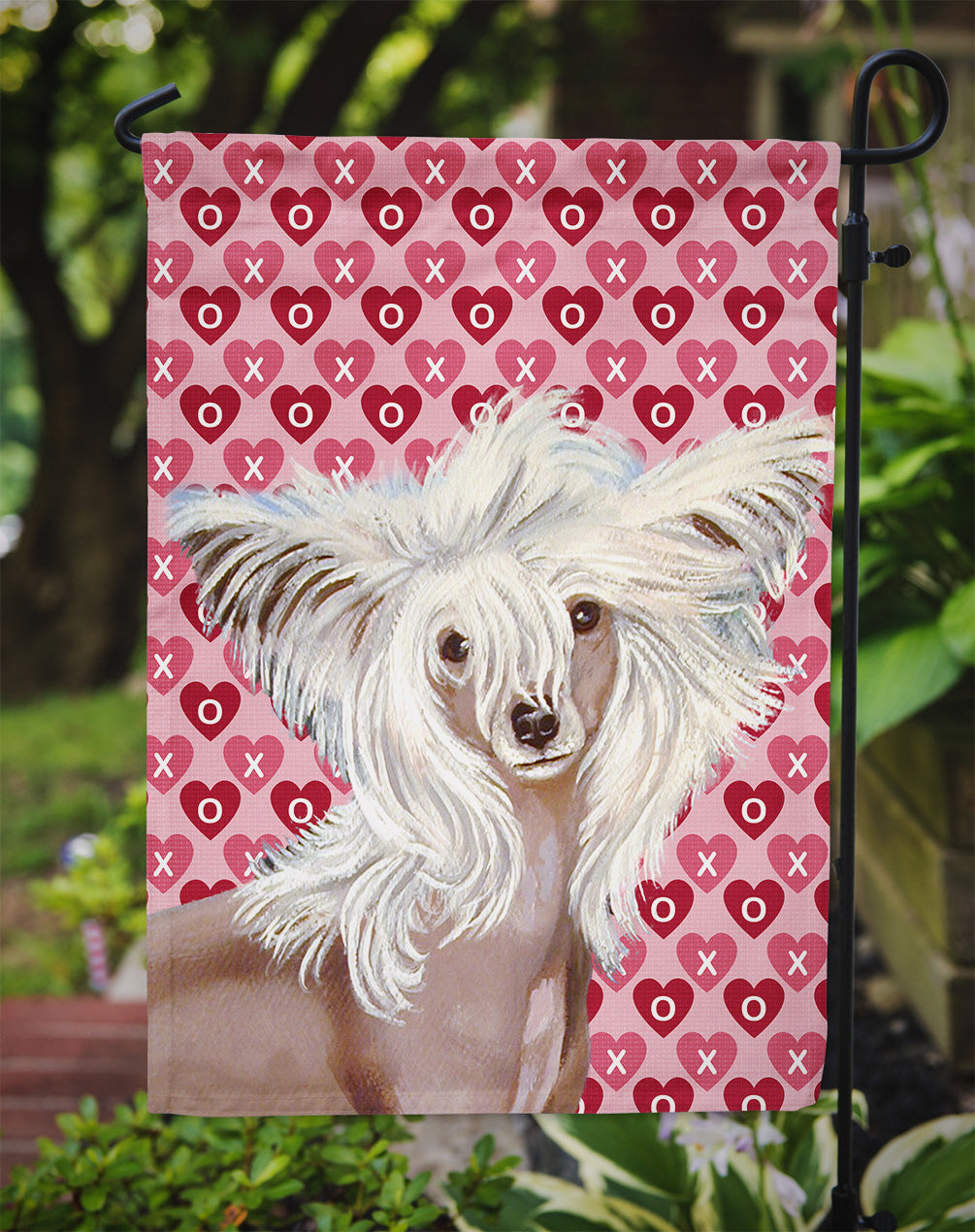 Chinese Crested Hearts Love and Valentine's Day Portrait Garden Flag Mailbox Decorative Yard Banner Outside Patio Artwork for Flower Beds, Garden Size, Multicolor