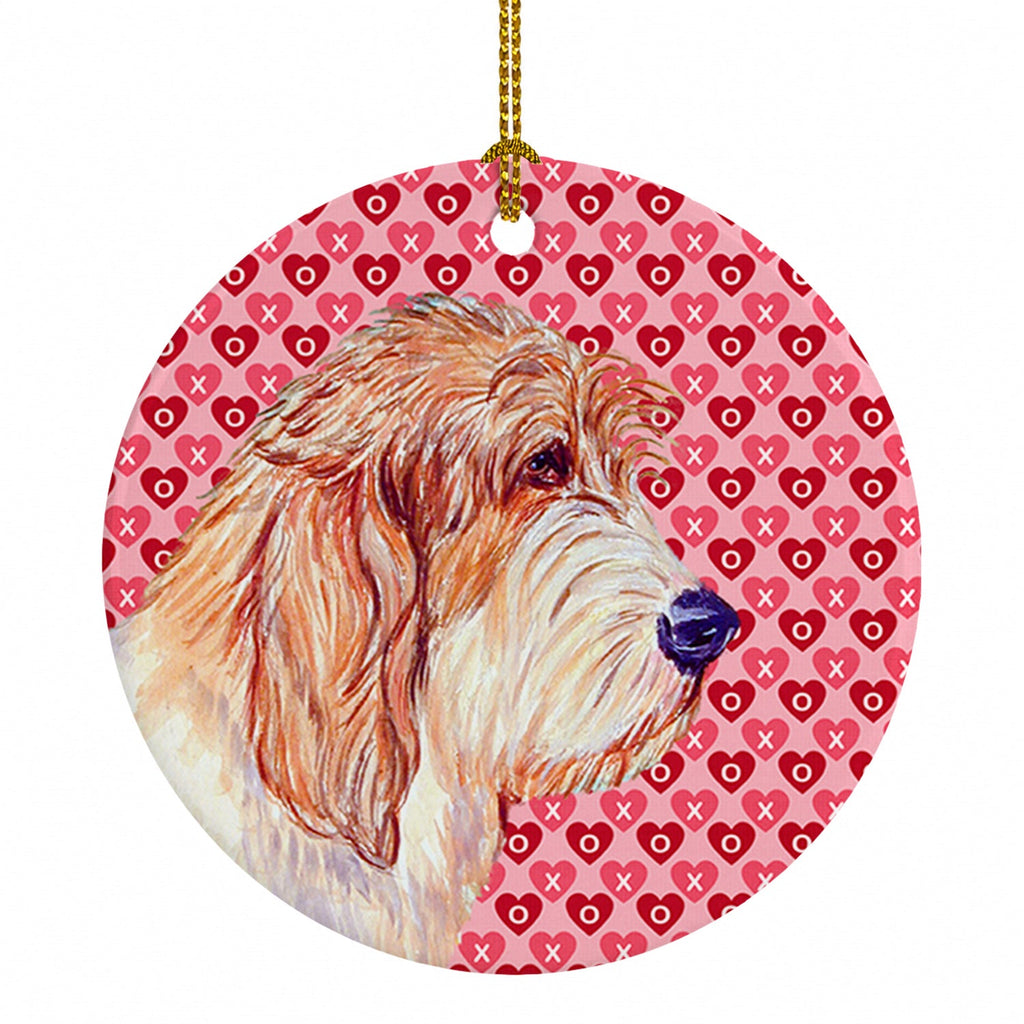 Petit Basset Griffon Vendeen Hearts Love Valentine's Day Ceramic Ornament Christmas Tree Hanging Decorations for Home Christmas Holiday, Party, Gift, 3 in, Multicolor