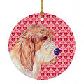 Petit Basset Griffon Vendeen Hearts Love Valentine's Day Ceramic Ornament Christmas Tree Hanging Decorations for Home Christmas Holiday, Party, Gift, 3 in, Multicolor