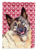 Norwegian Elkhound Hearts Love and Valentine's Day Portrait Garden Flag Mailbox Decorative Yard Banner Outside Patio Artwork for Flower Beds, Garden Size, Multicolor