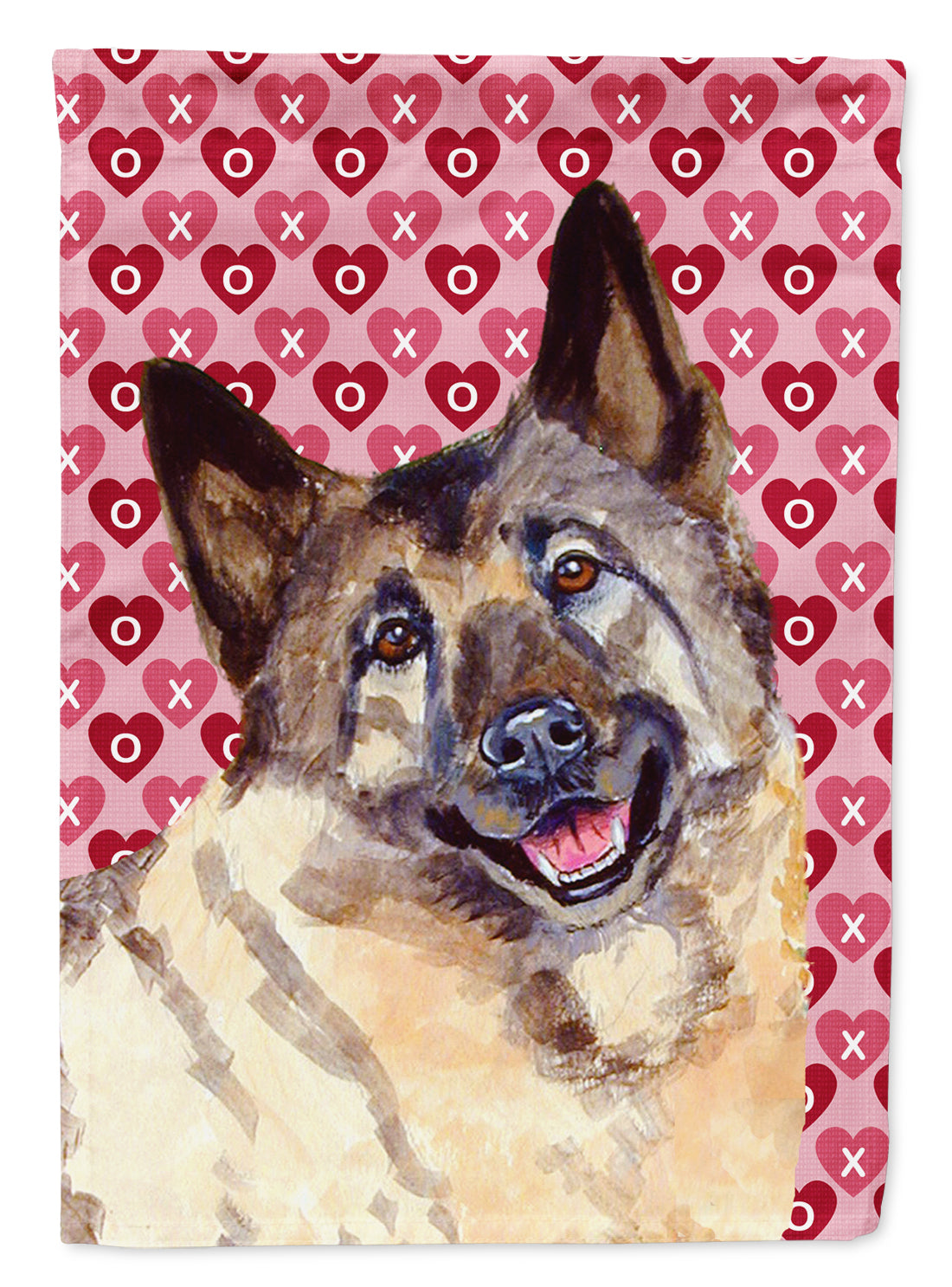 Norwegian Elkhound Hearts Love and Valentine's Day Portrait Garden Flag Mailbox Decorative Yard Banner Outside Patio Artwork for Flower Beds, Garden Size, Multicolor