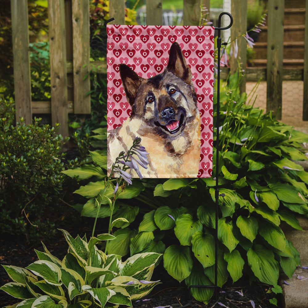 Norwegian Elkhound Hearts Love and Valentine's Day Portrait Garden Flag Mailbox Decorative Yard Banner Outside Patio Artwork for Flower Beds, Garden Size, Multicolor