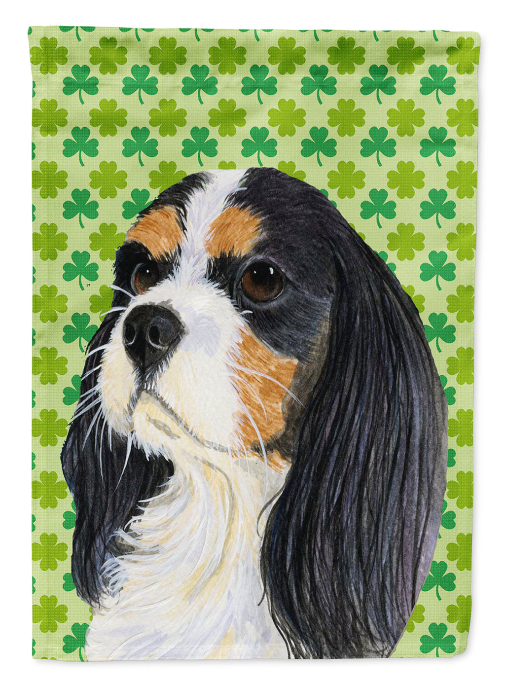 Cavalier Spaniel St. Patrick's Day Shamrock Portrait Garden Flag Mailbox Decorative Yard Banner Outside Patio Artwork for Flower Beds, Garden Size, Multicolor