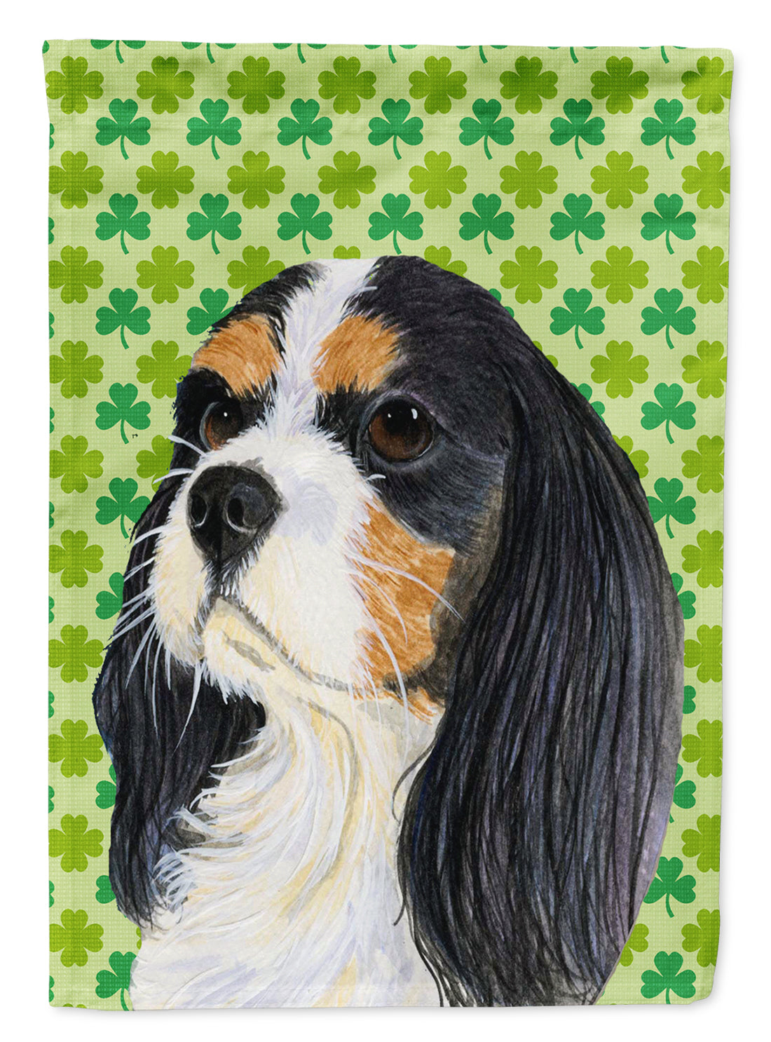 Cavalier Spaniel St. Patrick's Day Shamrock Portrait Garden Flag Mailbox Decorative Yard Banner Outside Patio Artwork for Flower Beds, Garden Size, Multicolor