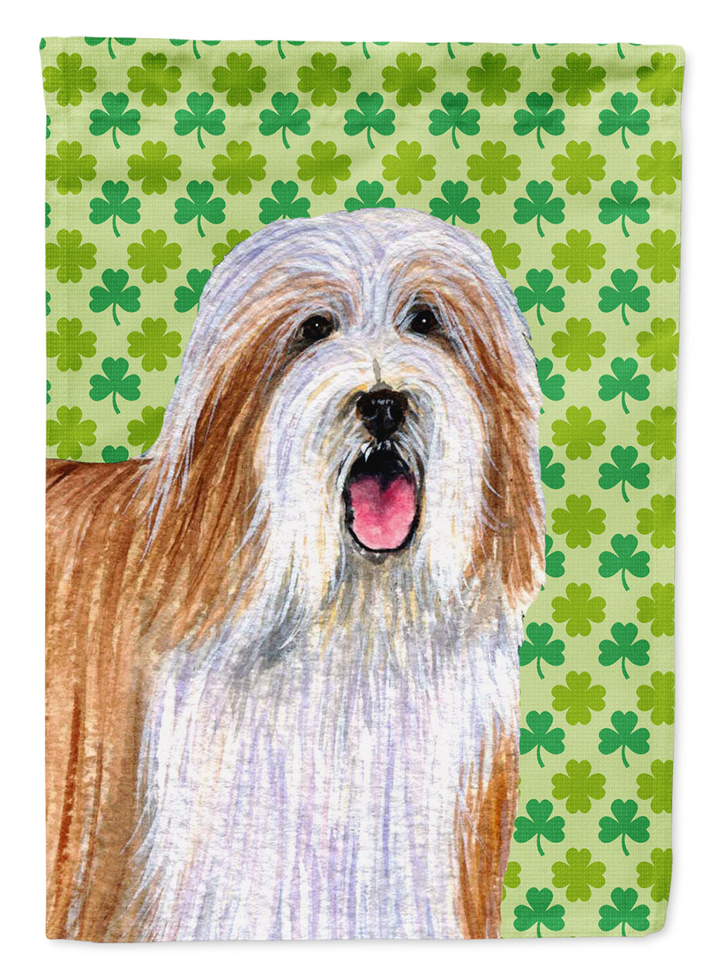 Bearded Collie St. Patrick's Day Shamrock Portrait Garden Flag Mailbox Decorative Yard Banner Outside Patio Artwork for Flower Beds, Garden Size, Multicolor