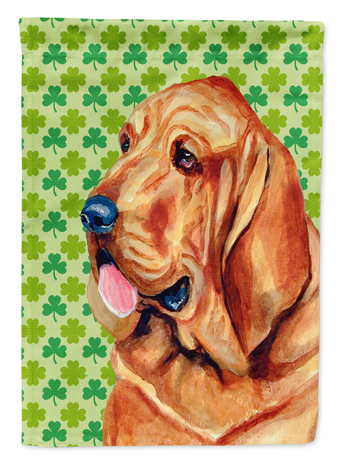 Bloodhound St. Patrick's Day Shamrock Portrait Garden Flag Mailbox Decorative Yard Banner Outside Patio Artwork for Flower Beds, Garden Size, Multicolor