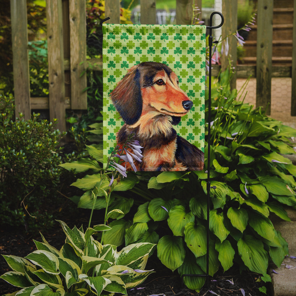 Dachshund St. Patrick's Day Shamrock Portrait Garden Flag Mailbox Decorative Yard Banner Outside Patio Artwork for Flower Beds, Garden Size, Multicolor