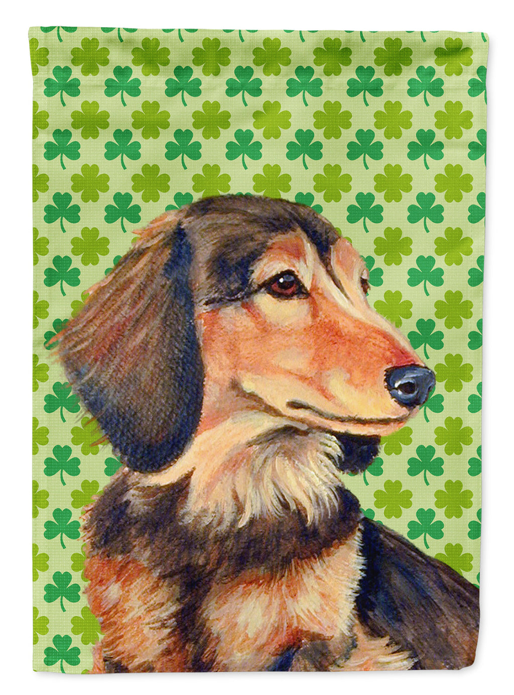 Dachshund St. Patrick's Day Shamrock Portrait Garden Flag Mailbox Decorative Yard Banner Outside Patio Artwork for Flower Beds, Garden Size, Multicolor