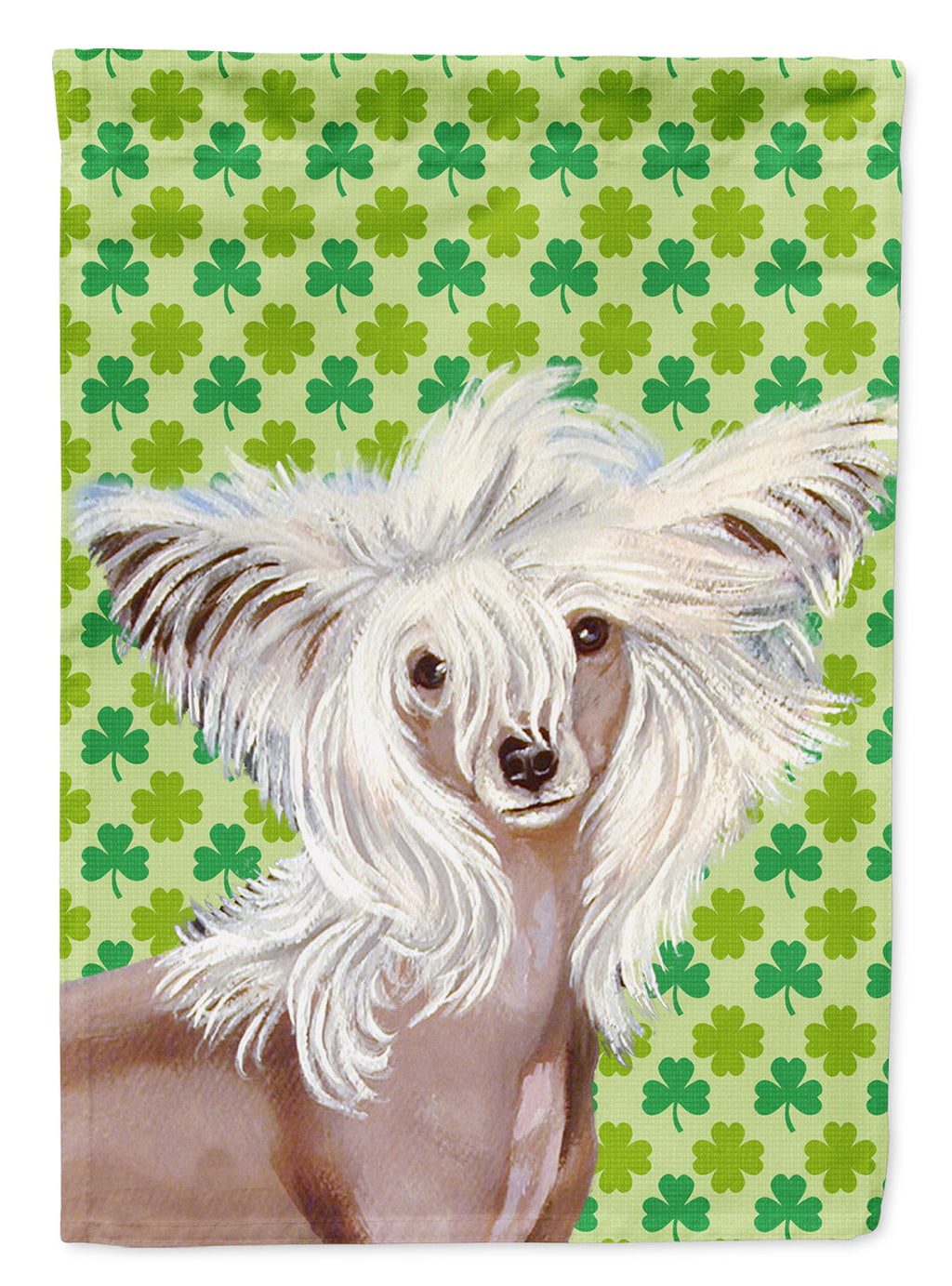 Chinese Crested St. Patrick's Day Shamrock Portrait Garden Flag Mailbox Decorative Yard Banner Outside Patio Artwork for Flower Beds, Garden Size, Multicolor