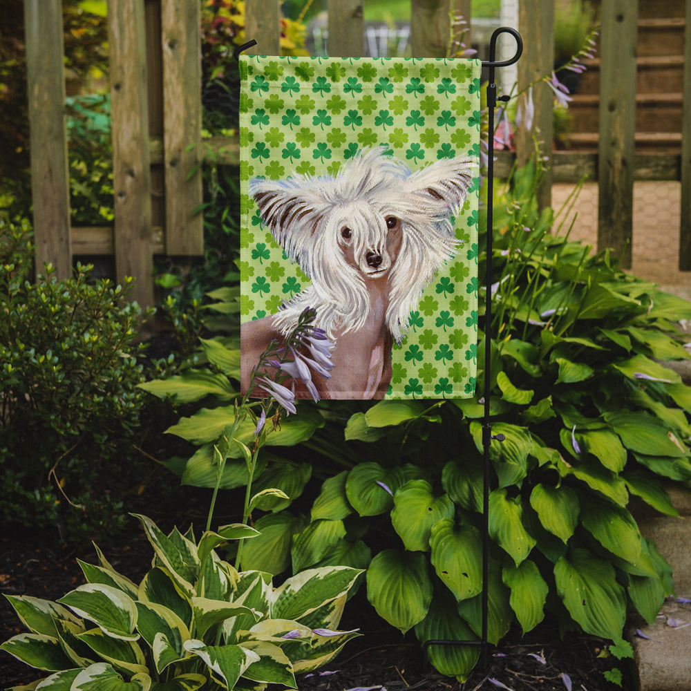 Chinese Crested St. Patrick's Day Shamrock Portrait Garden Flag Mailbox Decorative Yard Banner Outside Patio Artwork for Flower Beds, Garden Size, Multicolor