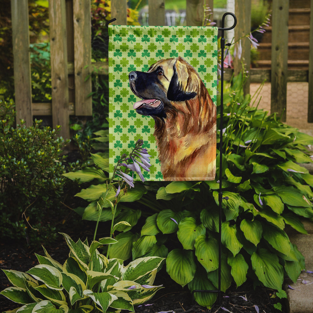 Leonberger St. Patrick's Day Shamrock Portrait Garden Flag Mailbox Decorative Yard Banner Outside Patio Artwork for Flower Beds, Garden Size, Multicolor