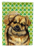 Tibetan Spaniel St. Patrick's Day Shamrock Portrait Garden Flag Mailbox Decorative Yard Banner Outside Patio Artwork for Flower Beds, Garden Size, Multicolor