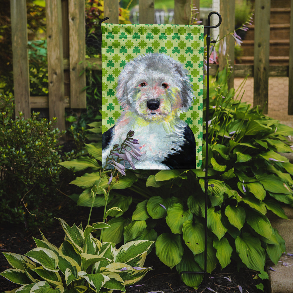 Old English Sheepdog St. Patrick's Day Shamrock Portrait Garden Flag Mailbox Decorative Yard Banner Outside Patio Artwork for Flower Beds, Garden Size, Multicolor
