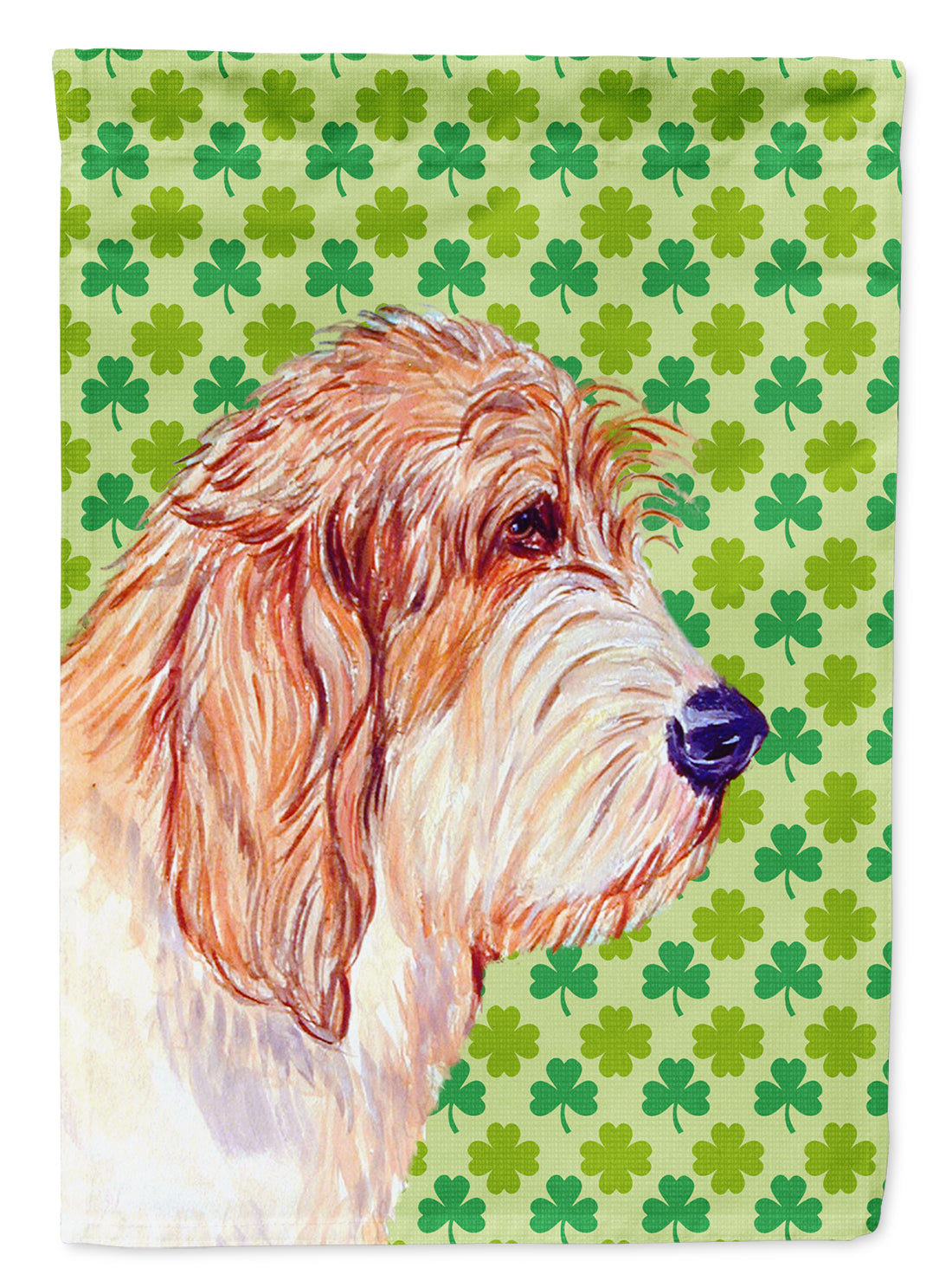 Petit Basset Griffon Vendeen St. Patrick's Day Shamrock Garden Flag Mailbox Decorative Yard Banner Outside Patio Artwork for Flower Beds, Garden Size, Multicolor