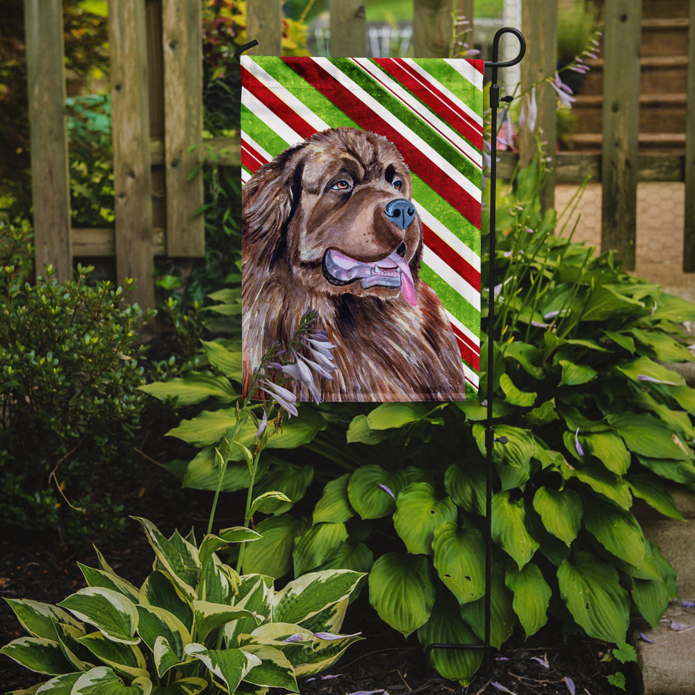 Newfoundland Candy Cane Holiday Christmas Garden Flag Mailbox Decorative Yard Banner Outside Patio Artwork for Flower Beds, Garden Size, Multicolor