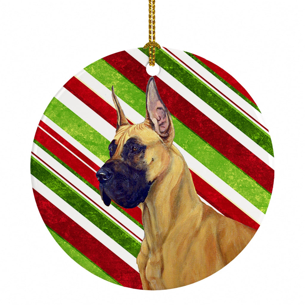 Great Dane Candy Cane Holiday Christmas Ceramic Ornament Christmas Tree Hanging Decorations for Home Christmas Holiday, Party, Gift, 3 in, Multicolor