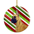 Great Dane Candy Cane Holiday Christmas Ceramic Ornament Christmas Tree Hanging Decorations for Home Christmas Holiday, Party, Gift, 3 in, Multicolor