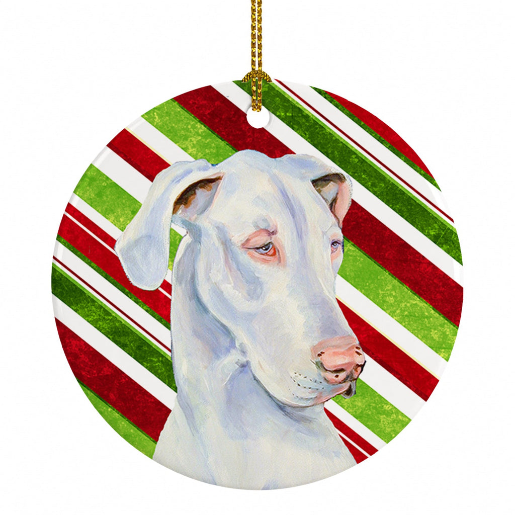 Great Dane Candy Cane Holiday Christmas Ceramic Ornament Christmas Tree Hanging Decorations for Home Christmas Holiday, Party, Gift, 3 in, Multicolor