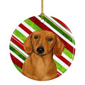 Dachshund Candy Cane Holiday Christmas Ceramic Ornament Christmas Tree Hanging Decorations for Home Christmas Holiday, Party, Gift, 3 in, Multicolor