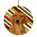 Dachshund Candy Cane Holiday Christmas Ceramic Ornament Christmas Tree Hanging Decorations for Home Christmas Holiday, Party, Gift, 3 in, Multicolor