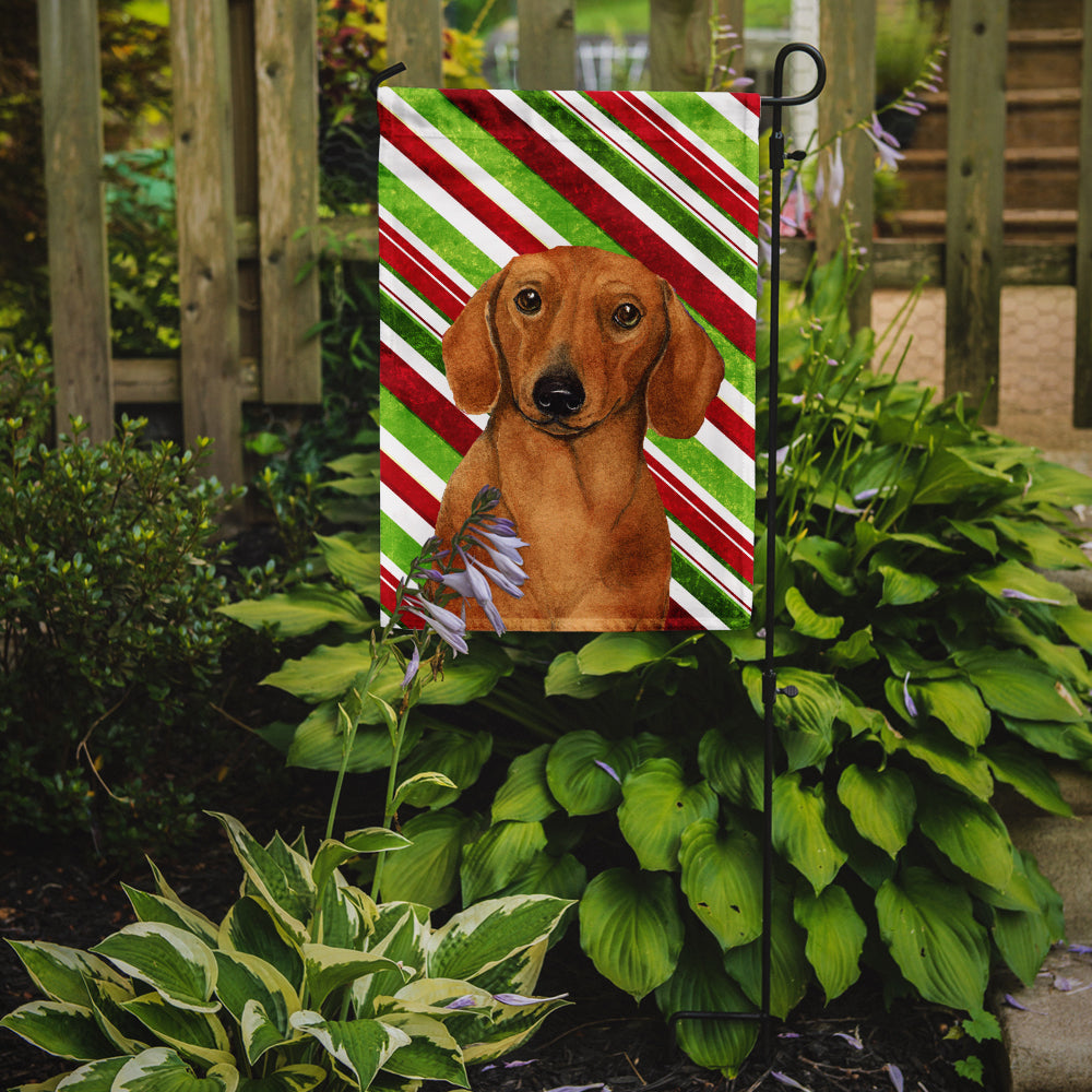 Dachshund Candy Cane Holiday Christmas Garden Flag Mailbox Decorative Yard Banner Outside Patio Artwork for Flower Beds, Garden Size, Multicolor