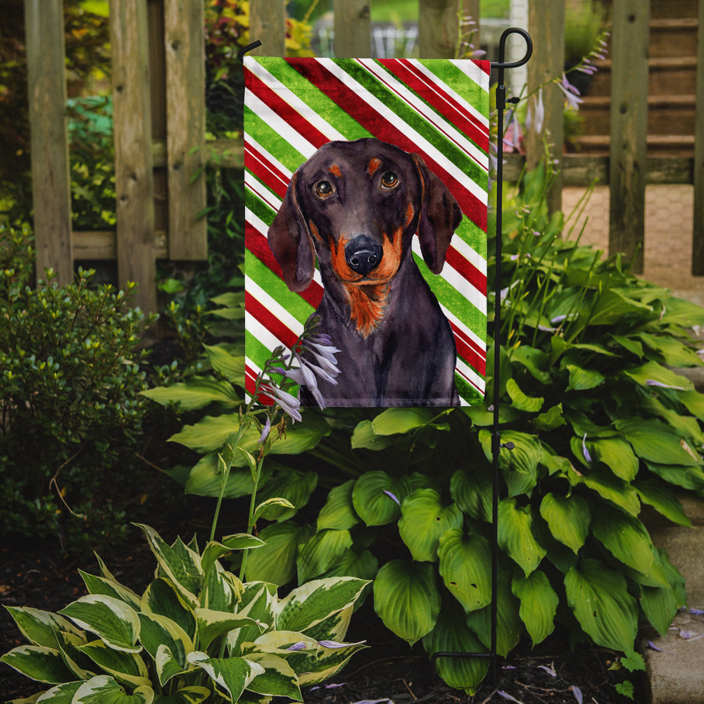 Dachshund Candy Cane Holiday Christmas Garden Flag Mailbox Decorative Yard Banner Outside Patio Artwork for Flower Beds, Garden Size, Multicolor
