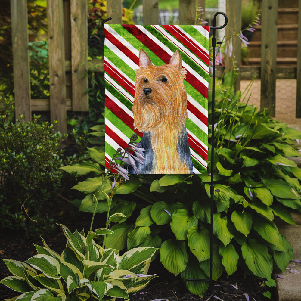 Silky Terrier Candy Cane Holiday Christmas Garden Flag Mailbox Decorative Yard Banner Outside Patio Artwork for Flower Beds, Garden Size, Multicolor