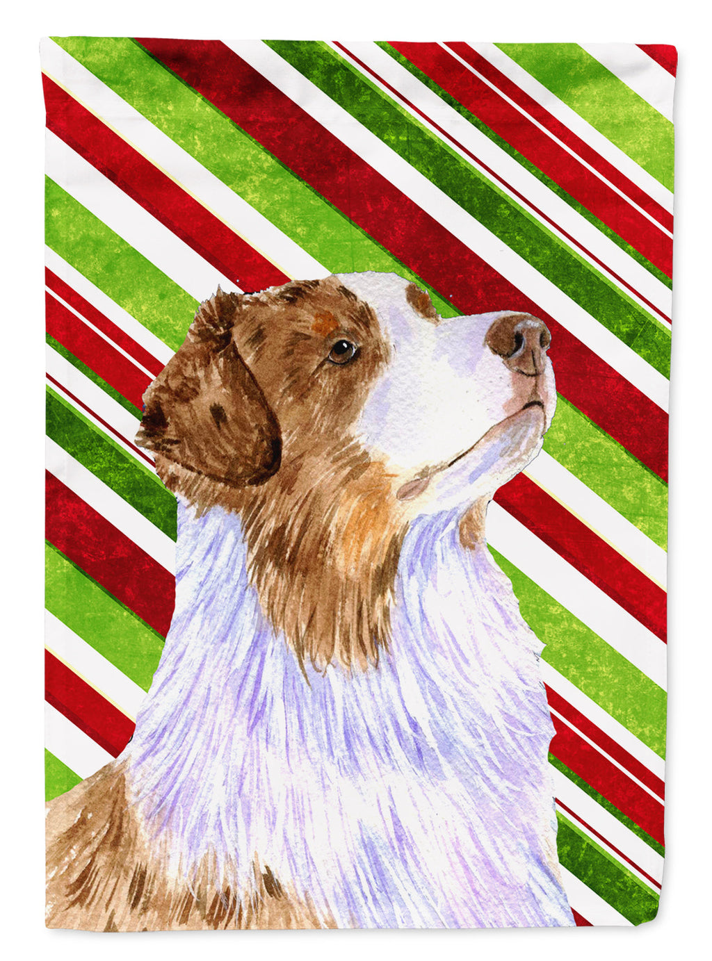 Australian Shepherd Candy Cane Holiday Christmas Garden Flag Mailbox Decorative Yard Banner Outside Patio Artwork for Flower Beds, Garden Size, Multicolor