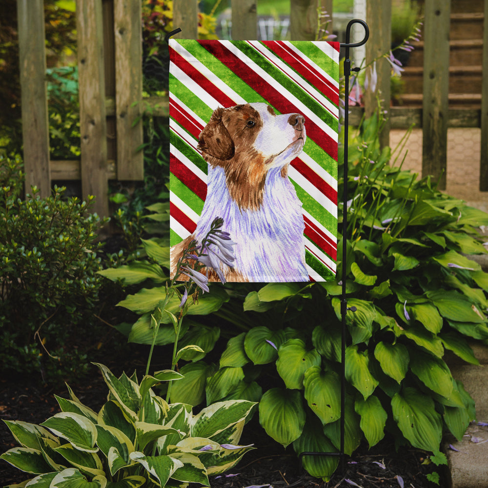 Australian Shepherd Candy Cane Holiday Christmas Garden Flag Mailbox Decorative Yard Banner Outside Patio Artwork for Flower Beds, Garden Size, Multicolor