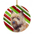 Cairn Terrier Candy Cane Holiday Christmas Ceramic Ornament Christmas Tree Hanging Decorations for Home Christmas Holiday, Party, Gift, 3 in, Multicolor