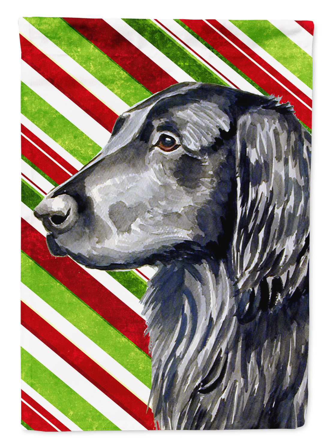 Flat Coated Retriever Candy Cane Holiday Christmas Garden Flag Mailbox Decorative Yard Banner Outside Patio Artwork for Flower Beds, Garden Size, Multicolor