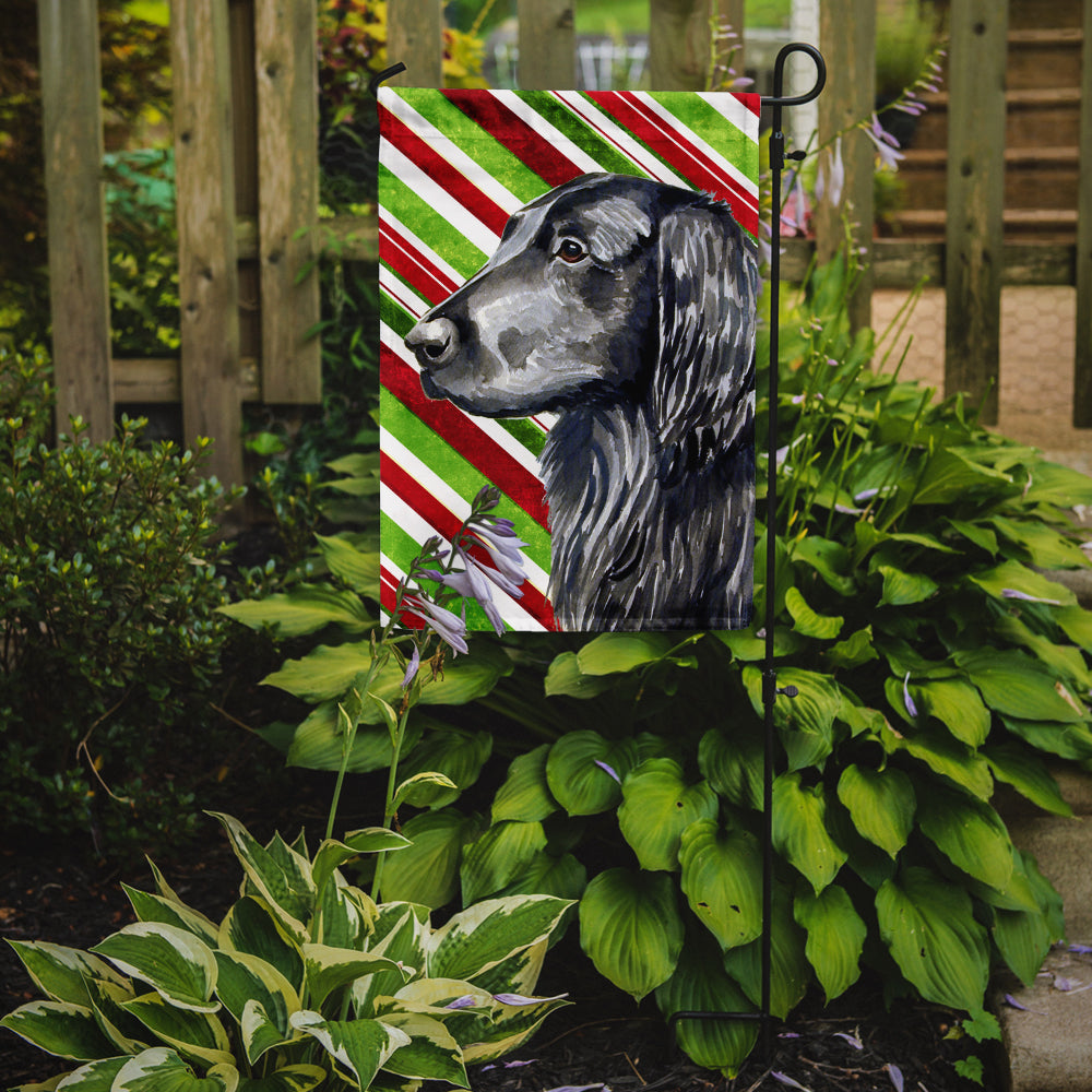 Flat Coated Retriever Candy Cane Holiday Christmas Garden Flag Mailbox Decorative Yard Banner Outside Patio Artwork for Flower Beds, Garden Size, Multicolor