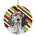 English Setter Candy Cane Holiday Christmas Ceramic Ornament Christmas Tree Hanging Decorations for Home Christmas Holiday, Party, Gift, 3 in, Multicolor