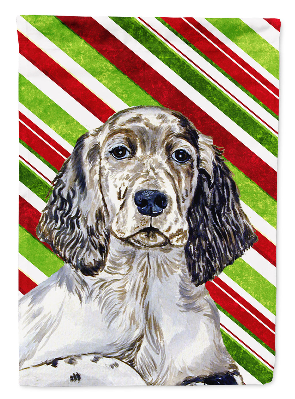 English Setter Candy Cane Holiday Christmas Garden Flag Mailbox Decorative Yard Banner Outside Patio Artwork for Flower Beds, Garden Size, Multicolor