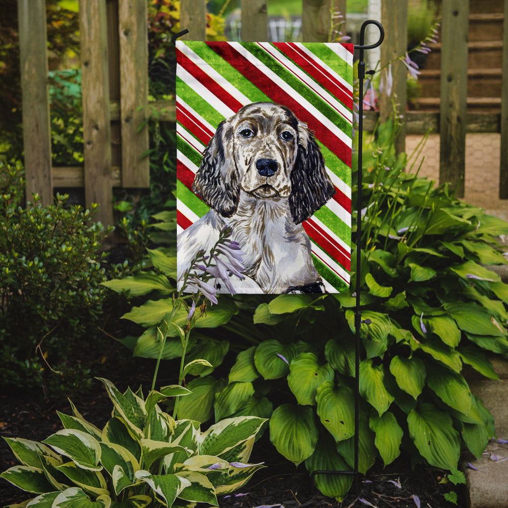 English Setter Candy Cane Holiday Christmas Garden Flag Mailbox Decorative Yard Banner Outside Patio Artwork for Flower Beds, Garden Size, Multicolor