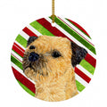 Border Terrier Candy Cane Holiday Christmas Ceramic Ornament Christmas Tree Hanging Decorations for Home Christmas Holiday, Party, Gift, 3 in, Multicolor