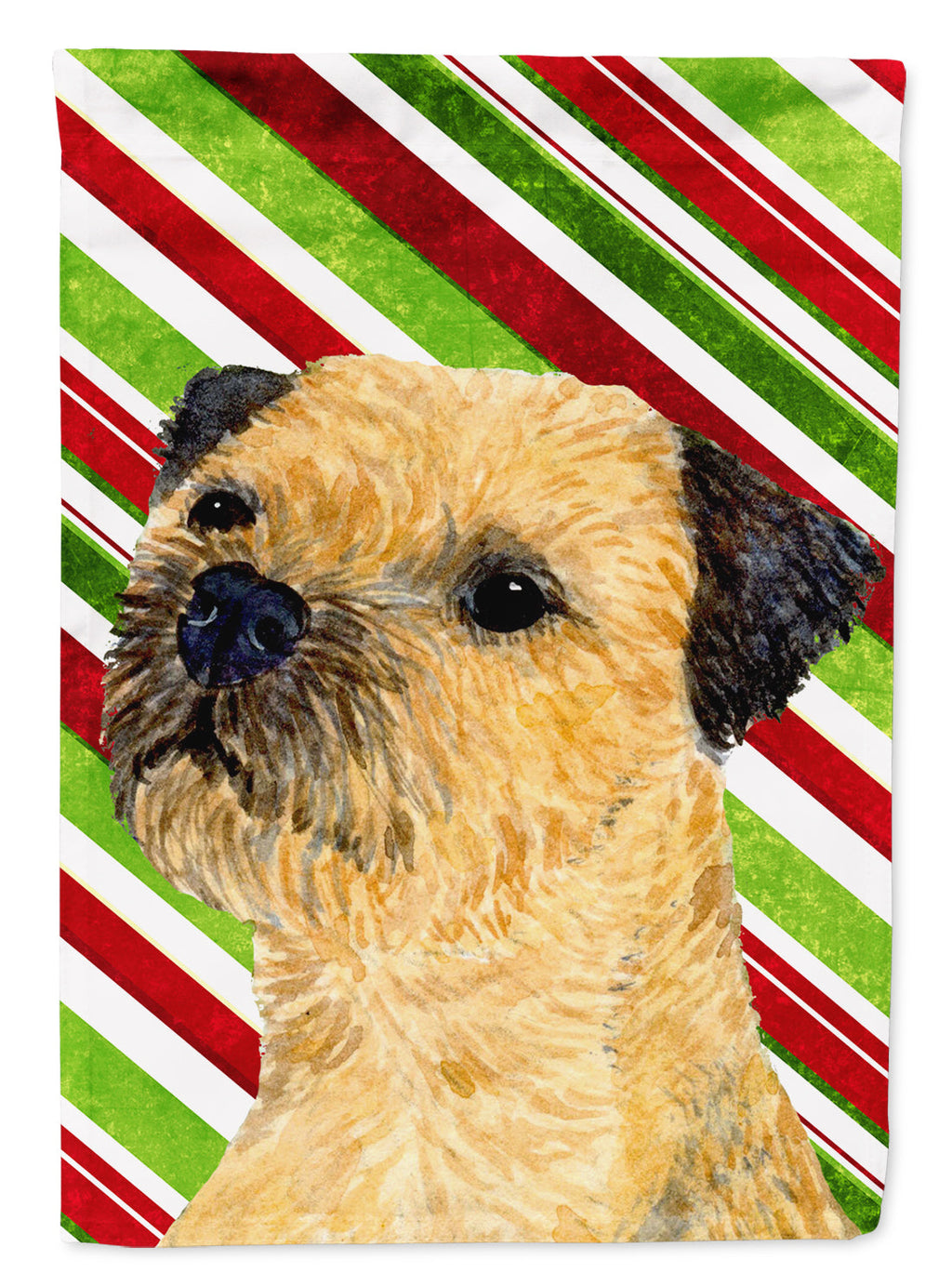 Border Terrier Candy Cane Holiday Christmas Garden Flag Mailbox Decorative Yard Banner Outside Patio Artwork for Flower Beds, Garden Size, Multicolor