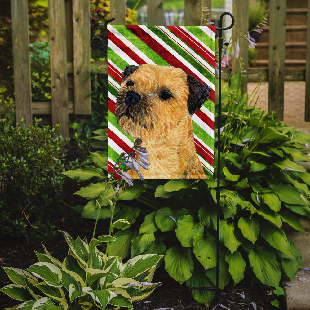 Border Terrier Candy Cane Holiday Christmas Garden Flag Mailbox Decorative Yard Banner Outside Patio Artwork for Flower Beds, Garden Size, Multicolor