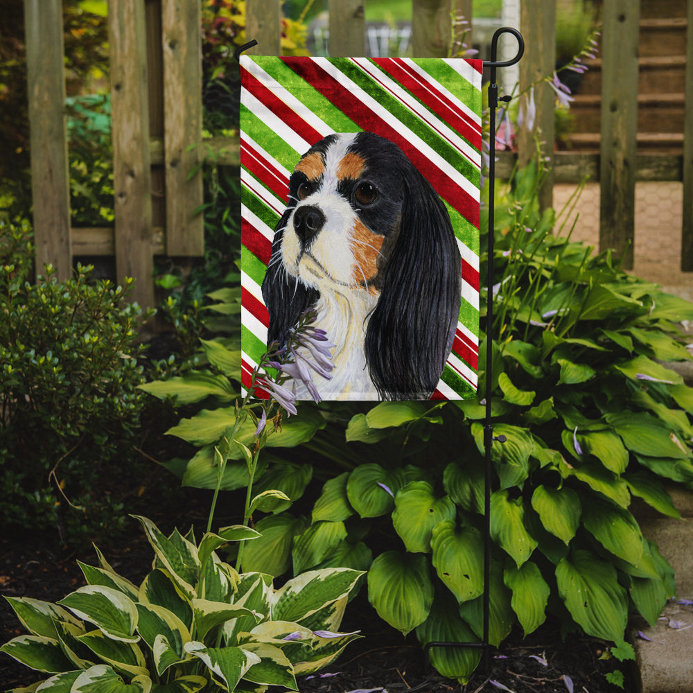 Cavalier Spaniel Candy Cane Holiday Christmas Garden Flag Mailbox Decorative Yard Banner Outside Patio Artwork for Flower Beds, Garden Size, Multicolor