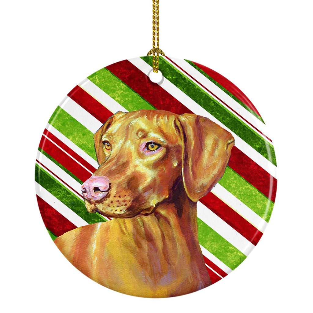 Vizsla Candy Cane Holiday Christmas Ceramic Ornament Christmas Tree Hanging Decorations for Home Christmas Holiday, Party, Gift, 3 in, Multicolor