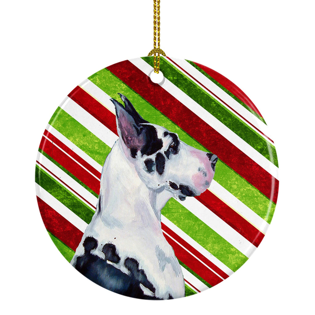 Great Dane Candy Cane Holiday Christmas Ceramic Ornament Christmas Tree Hanging Decorations for Home Christmas Holiday, Party, Gift, 3 in, Multicolor