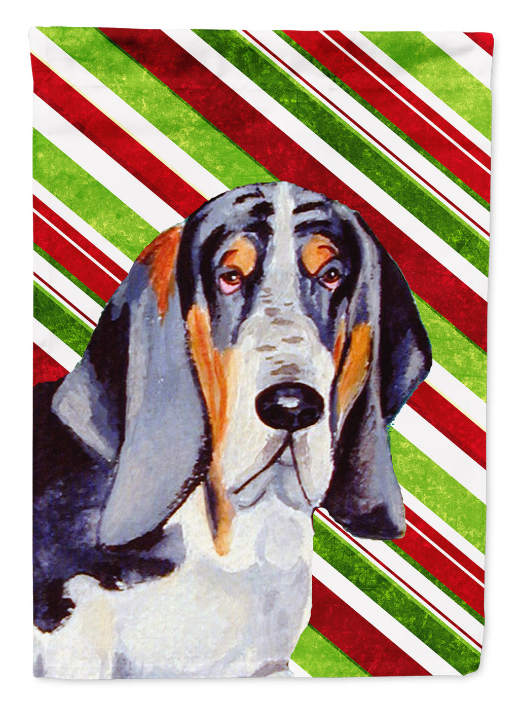 Basset Hound Candy Cane Holiday Christmas Garden Flag Mailbox Decorative Yard Banner Outside Patio Artwork for Flower Beds, Garden Size, Multicolor