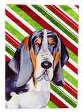 Basset Hound Candy Cane Holiday Christmas Garden Flag Mailbox Decorative Yard Banner Outside Patio Artwork for Flower Beds, Garden Size, Multicolor