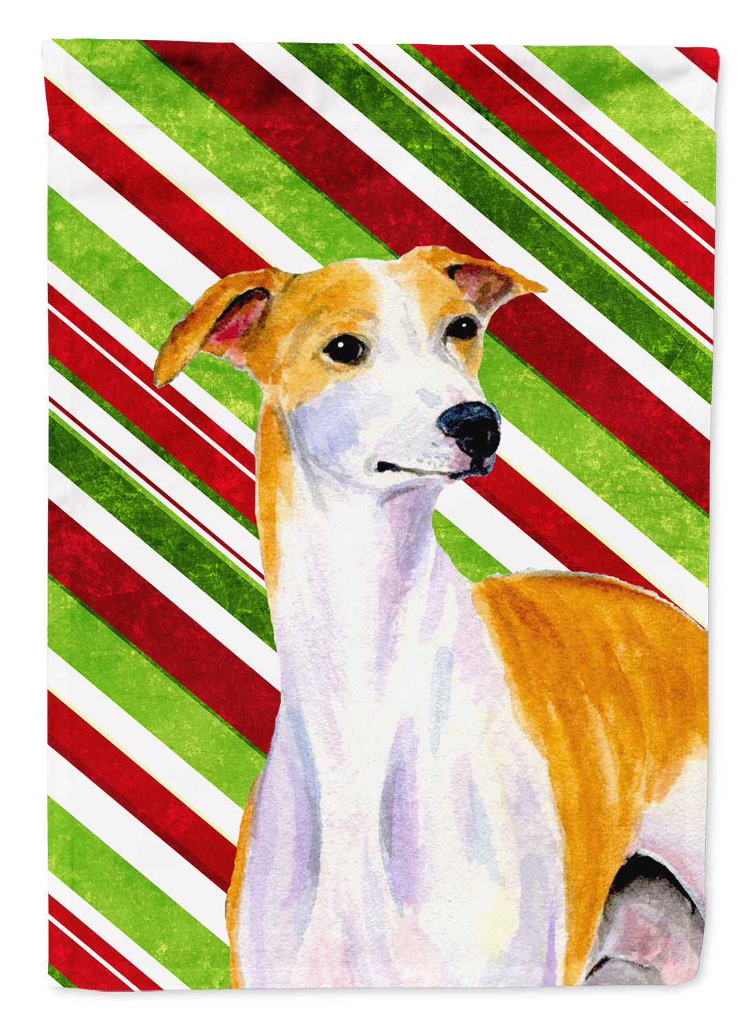 Whippet Candy Cane Holiday Christmas Garden Flag Mailbox Decorative Yard Banner Outside Patio Artwork for Flower Beds, Garden Size, Multicolor