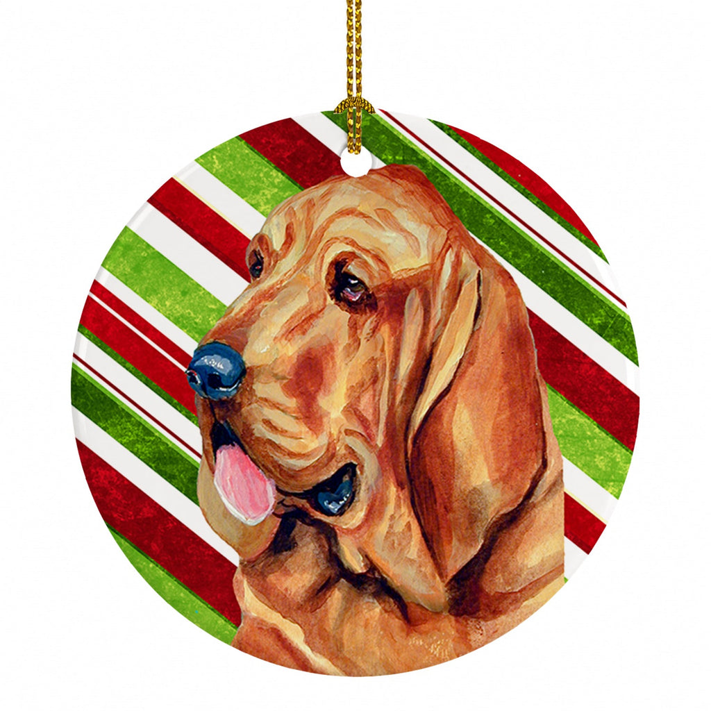 Bloodhound Candy Cane Holiday Christmas Ceramic Ornament Christmas Tree Hanging Decorations for Home Christmas Holiday, Party, Gift, 3 in, Multicolor