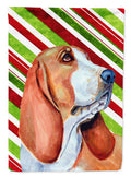 Basset Hound Candy Cane Holiday Christmas Garden Flag Mailbox Decorative Yard Banner Outside Patio Artwork for Flower Beds, Garden Size, Multicolor