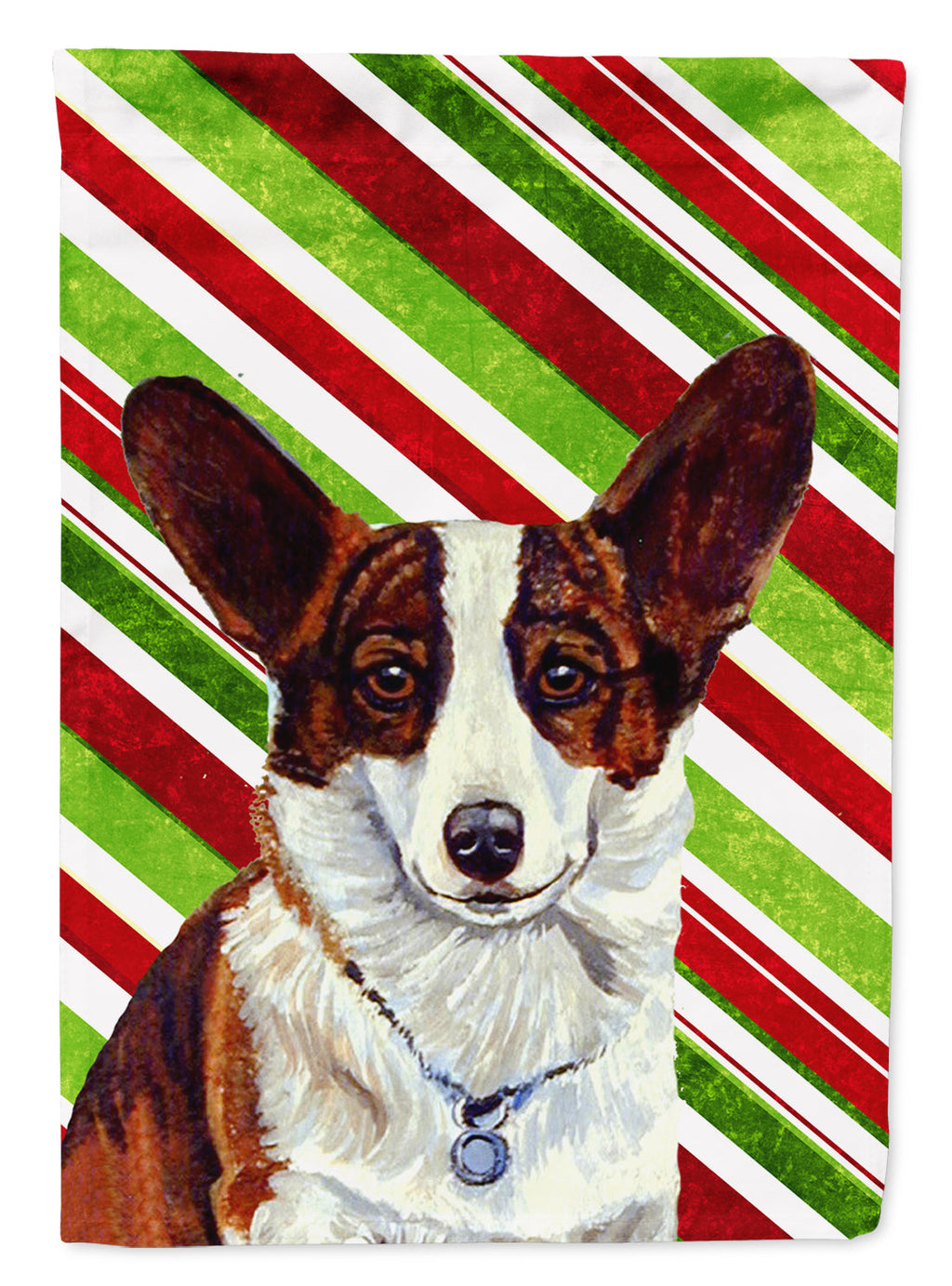 Corgi Candy Cane Holiday Christmas Garden Flag Mailbox Decorative Yard Banner Outside Patio Artwork for Flower Beds, Garden Size, Multicolor
