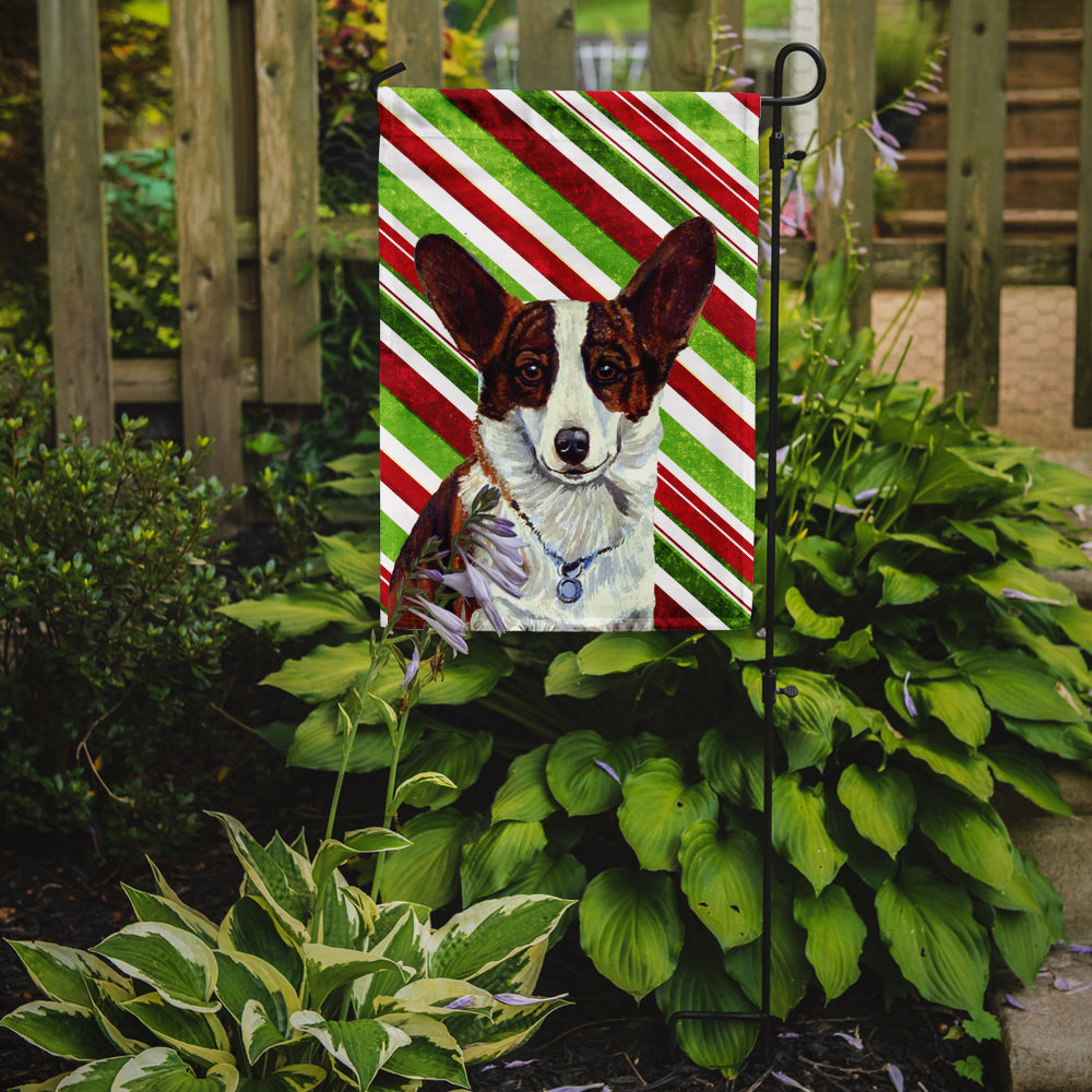 Corgi Candy Cane Holiday Christmas Garden Flag Mailbox Decorative Yard Banner Outside Patio Artwork for Flower Beds, Garden Size, Multicolor